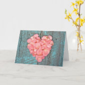 アニバーサリーピンクハートバラ花びら カード (黄色い花)