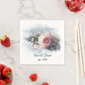 アニバーサリーピンクローズオンピアノ鍵 スタンダードカクテルナプキン (インサイチュ)