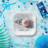 アニバーサリーピンクローズオンピアノ鍵 ペーパープレート (パーティー)