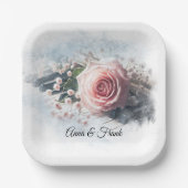 アニバーサリーピンクローズオンピアノ鍵 ペーパープレート (正面)