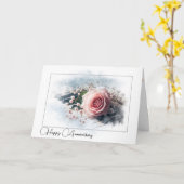 アニバーサリーピンクローズオンヴィンテージピアノ カード (黄色い花)