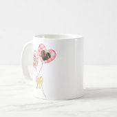 アニバーサリーフォトマグカップ – 赤い風船と顔 コーヒーマグカップ (正面左)