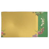 アニバーサリーフローラグリーン/金ゴールドピラローケース 枕カバー (正面右)