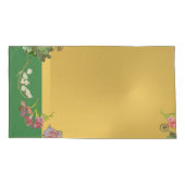 アニバーサリーフローラグリーン/金ゴールドピラローケース 枕カバー (裏面-左)