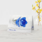 アニバーサリーブルーバラと真珠のホワイト カード (黄色い花)