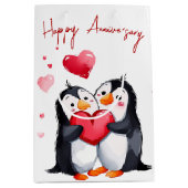 アニバーサリーペンギンハート ミディアムペーパーバッグ (正面)