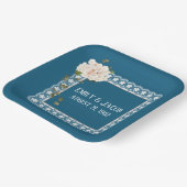 アニバーサリーホワイトレースオンブルー ペーパープレート (傾斜あり)