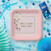 アニバーサリーホワイトレースオン赤面 ペーパープレート (パーティー)