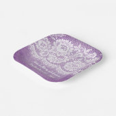 アニバーサリーホワイトレースフリンジオンパープル紙プラット ペーパープレート (傾斜あり)