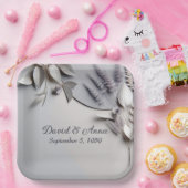 アニバーサリーメタル紙花オンシルバー ペーパープレート (パーティー)