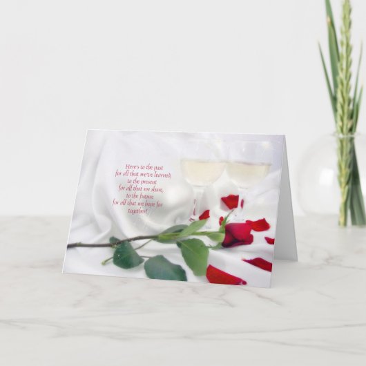 アニバーサリーラブワインとバラ カード (正面)