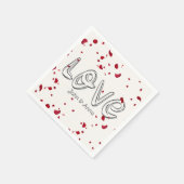 アニバーサリーラブ文字とバラ花びら スタンダードカクテルナプキン (角)