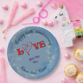 アニバーサリーラブ赤いハート パーソナライズされた ペーパープレート (パーティー)