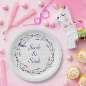 アニバーサリーラベンダーリースウィズバタフライ ペーパープレート (パーティー)