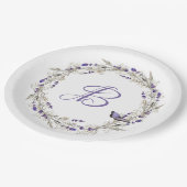 アニバーサリーラベンダーリースウィズモノグラム ペーパープレート (アングル)