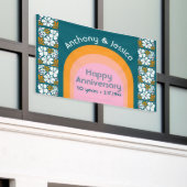 アニバーサリーレトロ花groovy 70sボホ 横断幕 (ビルの外側)