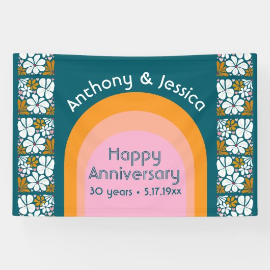 アニバーサリーレトロ花groovy 70sボホ 横断幕 (横)