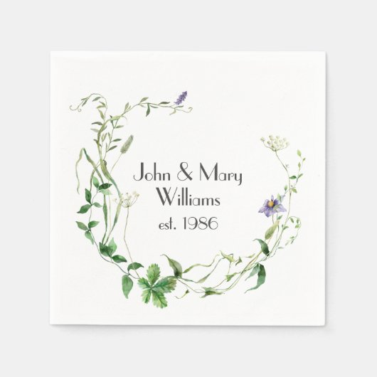 アニバーサリーワイルドフラワーリース スタンダードカクテルナプキン (正面)