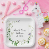 アニバーサリーワイルドフラワーリース ペーパープレート (パーティー)