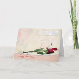アニバーサリーワインとレッドローズ カード