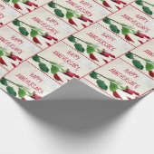 アニバーサリーワインとレッドローズ ラッピングペーパー (角)