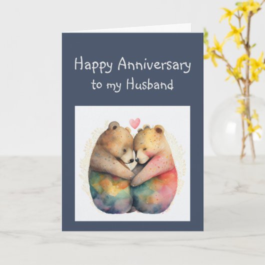 アニバーサリー夫ハニークマ動物 カード (黄色い花)