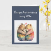 アニバーサリー妻蜂蜜クマ動物 カード (黄色い花)