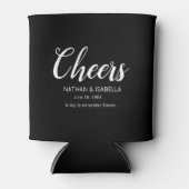 アニバーサリー無地のヴィンテージブラック応援結婚ズ 缶クーラー (正面)