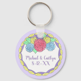 アニバーサリー結婚式の引き出物ケーキとバラキーチェーン キーホルダー