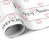 アニバーサリー赤いハートオンホワイト ラッピングペーパー (ロールコーナー)