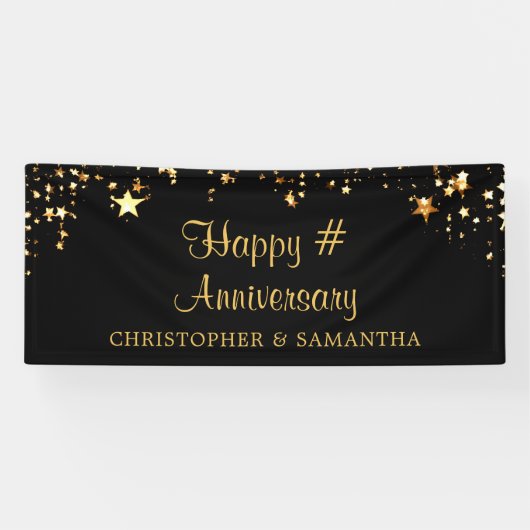 アニバーサリー金ゴールドあなたのテキストと色 横断幕 (横)