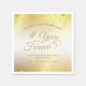 アニバーサリー金ゴールドハート年FOREVER Napkins スタンダードカクテルナプキン (正面)