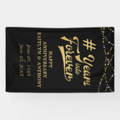 アニバーサリー金ゴールド文字列ライトインフォーエバー 横断幕 (横)