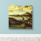 アニバーレカラッチ – 魚釣り, Before 1596 Art キャンバスプリント (インサイチュ (ウッドフロア))