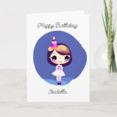 アニパーソナライズされたメかわいらし誕生日ガール カード (正面)