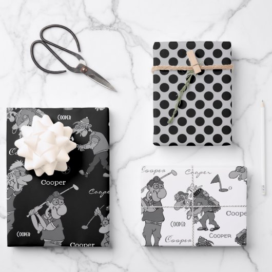 アニパーソナライズされたメゴルファー ラッピングペーパーシート (正面)