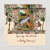 アニマラ猫のオルガン遊ベイビーシャワー音楽制作 招待状 (正面/裏面)