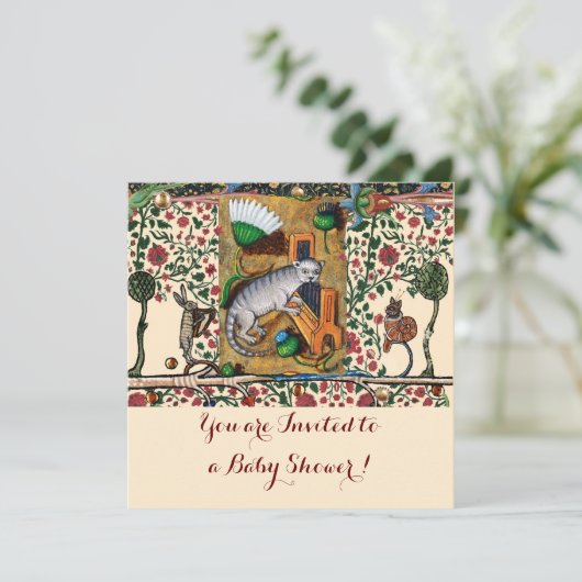 アニマラ猫のオルガン遊ベイビーシャワー音楽制作 招待状 (スタンド正面)