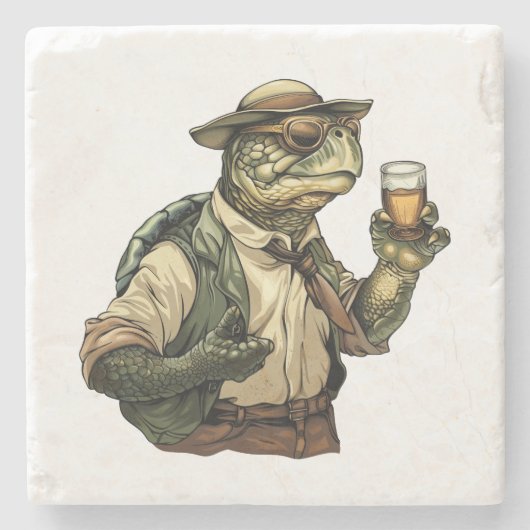 アニマルおもしろいウイスキー飲み ストーンコースター (正面)