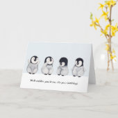 アニマルおもしろいキュートペンギン誕生日カード カード (黄色い花)