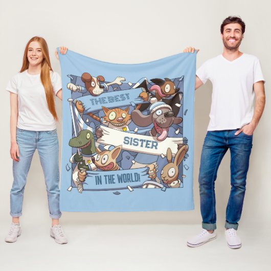 アニマルおもしろいファン最高のシスタースポーツ群集漫画 フリースブランケット (インサイチュ)