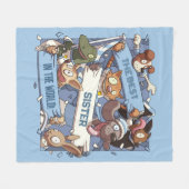 アニマルおもしろいファン最高のシスタースポーツ群集漫画 フリースブランケット (正面(横))