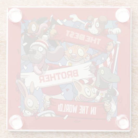 アニマルおもしろいファン最高のブラザー編集漫画 ガラスコースター (裏面)