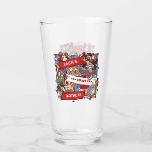 アニマルおもしろいファン誕生日名Cartoonを追加 タンブラーグラス (裏面)