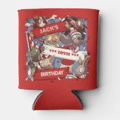 アニマルおもしろいファン誕生日名Cartoonを追加 缶クーラー (正面)