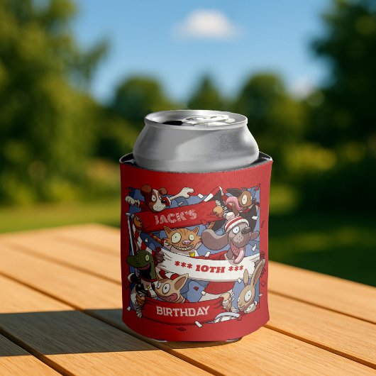 アニマルおもしろいファン誕生日名Cartoonを追加 缶クーラー
