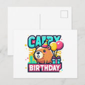 アニマルおもしろいプンキャピバラ誕生祝い ポストカード (正面/裏面)