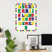 アニマルアルファベットポスター（原色）プリント ポスター (ホームオフィス)