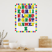 アニマルアルファベットポスター（原色）プリント ポスター (キッチン)