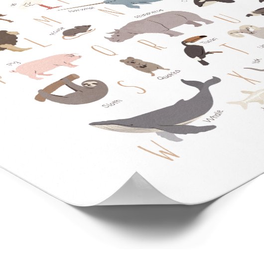 アニマルアルファベットモンテッソーリ子供部屋ポスター ポスター (角)